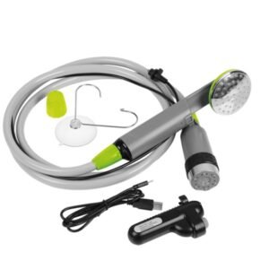 Mobile shower, rechargeable battery operation via USB