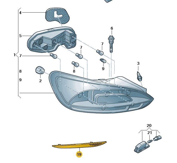 Scirocco – N/S/R Bumper Reflector – 1K8 945 105 B