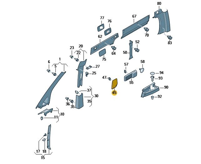 Cover Cap For Seat Belt (Left Lower) – 2K0 867 286 D 71N
