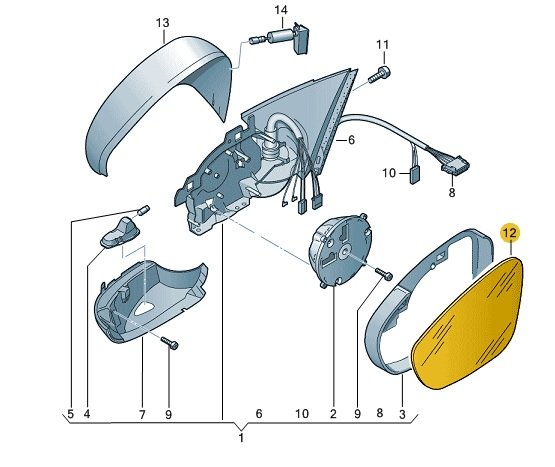 N/S Wing Mirror Glass – 3C8 857 521 A
