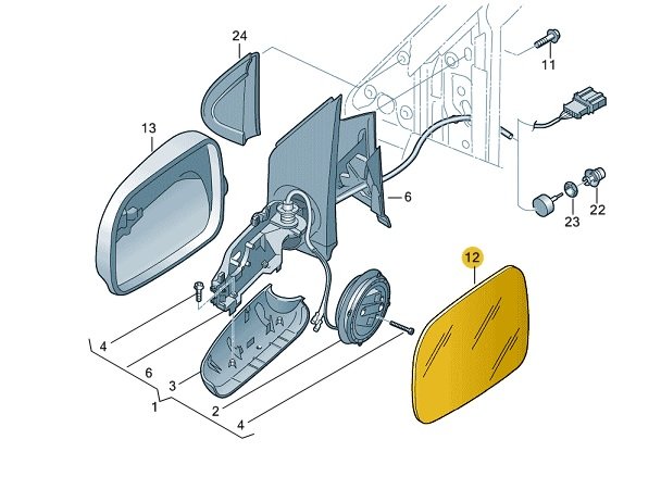 N/S Wing Mirror Glass – 6Q0 857 521 H